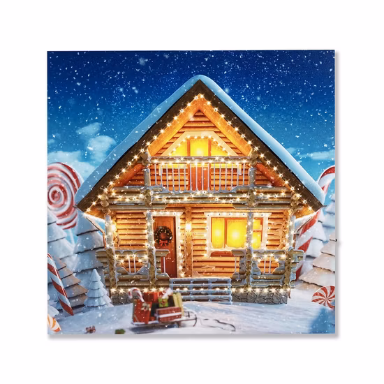 Светодиодная подсветка дома, зимняя сцена, рождественский холст, настенное искусство для украшения декора