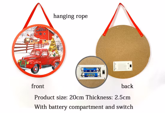 Оптовая продажа, декоративный круглый дизайн, рождественский холст, настенное искусство, домашний декор, светодиодный светильник, настенное искусство